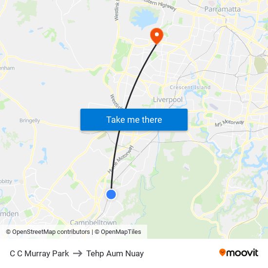 C C Murray Park to Tehp Aum Nuay map
