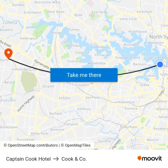 Captain Cook Hotel to Cook & Co. map