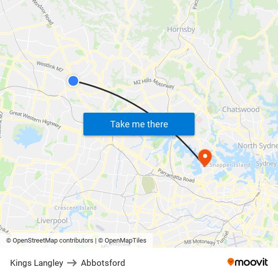 Kings Langley to Abbotsford map