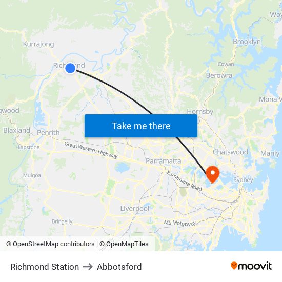 Richmond Station to Abbotsford map