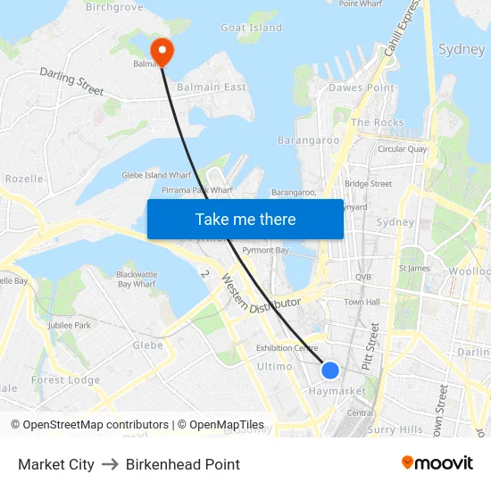 Market City to Birkenhead Point map