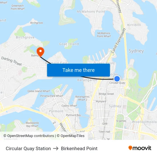 Circular Quay Station to Birkenhead Point map