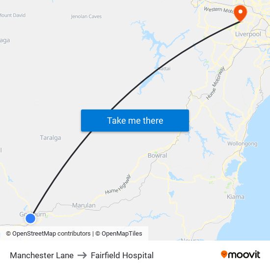 Manchester Lane to Fairfield Hospital map