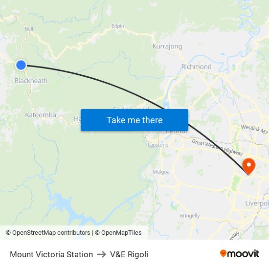 Mount Victoria Station to V&E Rigoli map