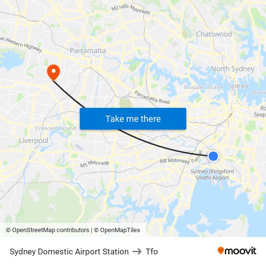 Sydney Domestic Airport Station to Tfo map