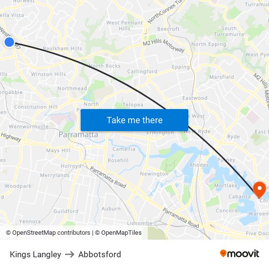 Kings Langley to Abbotsford map