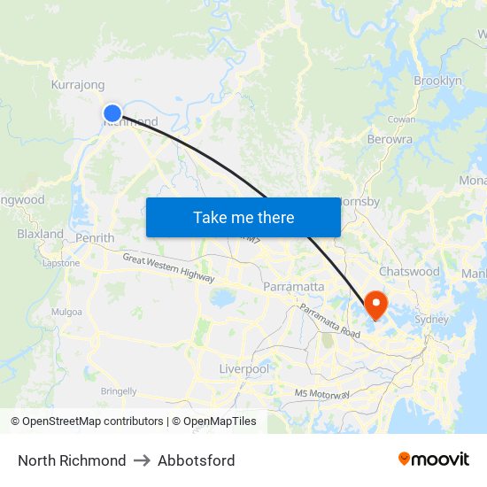 North Richmond to Abbotsford map