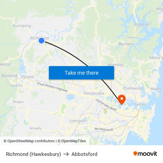 Richmond (Hawkesbury) to Abbotsford map