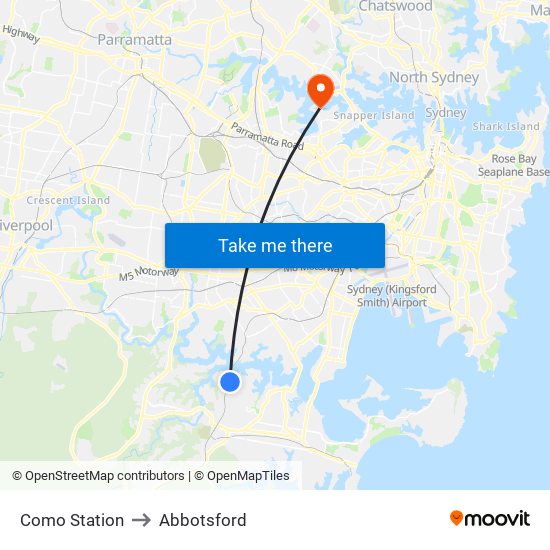 Como Station to Abbotsford map