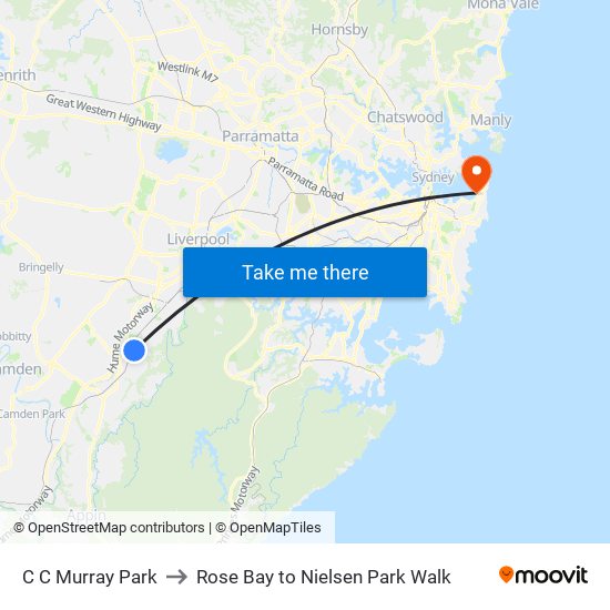 C C Murray Park to Rose Bay to Nielsen Park Walk map