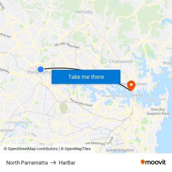 North Parramatta to HarBar map