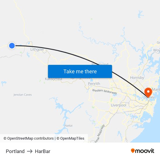 Portland to HarBar map