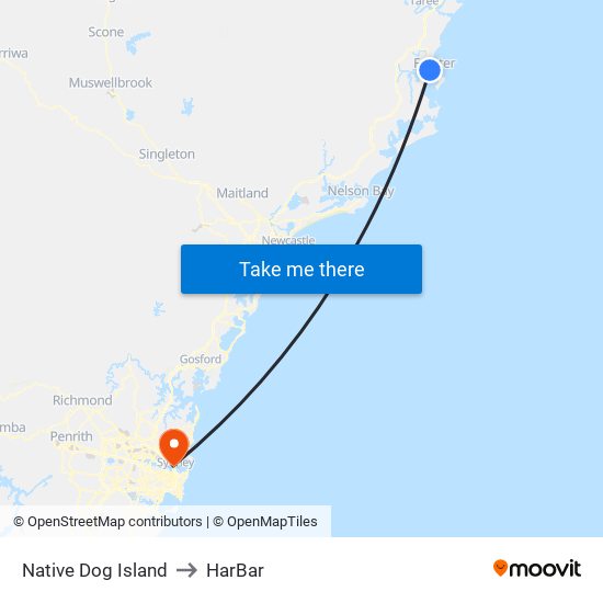 Native Dog Island to HarBar map