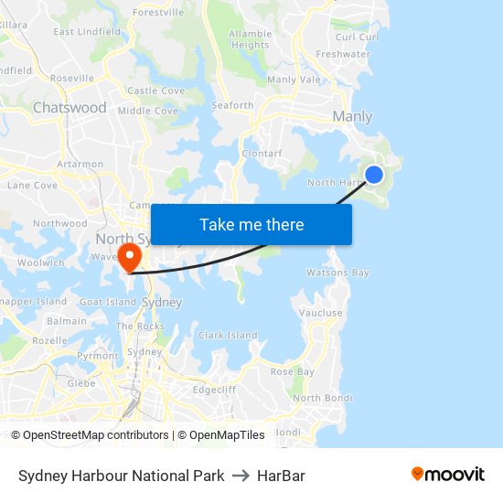 Sydney Harbour National Park to HarBar map