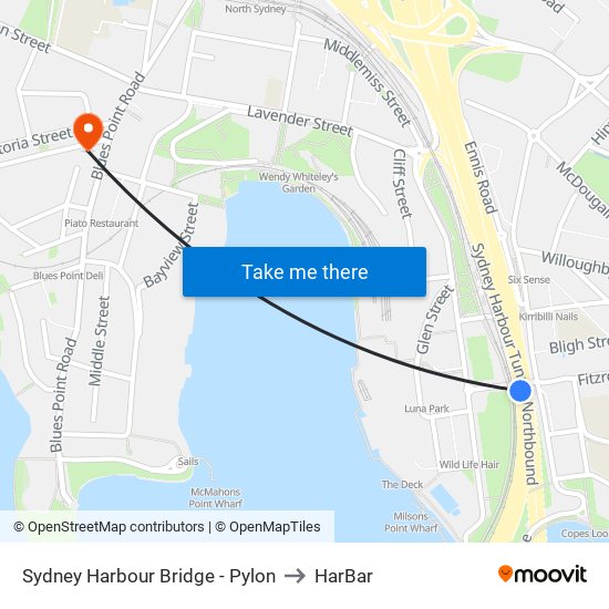 Sydney Harbour Bridge - Pylon to HarBar map