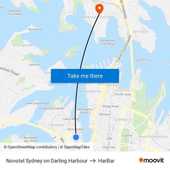 Novotel Sydney On Darling Harbour to HarBar map