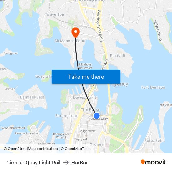 Circular Quay Light Rail to HarBar map