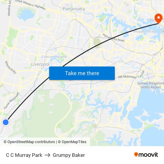 C C Murray Park to Grumpy Baker map