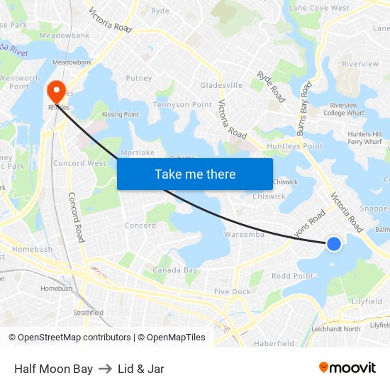 Half Moon Bay to Lid & Jar map