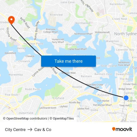City Centre to Cav & Co map
