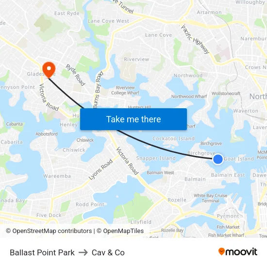 Ballast Point Park to Cav & Co map