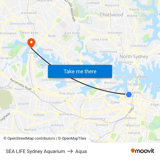 Sea Life Sydney Aquarium to Aqua map