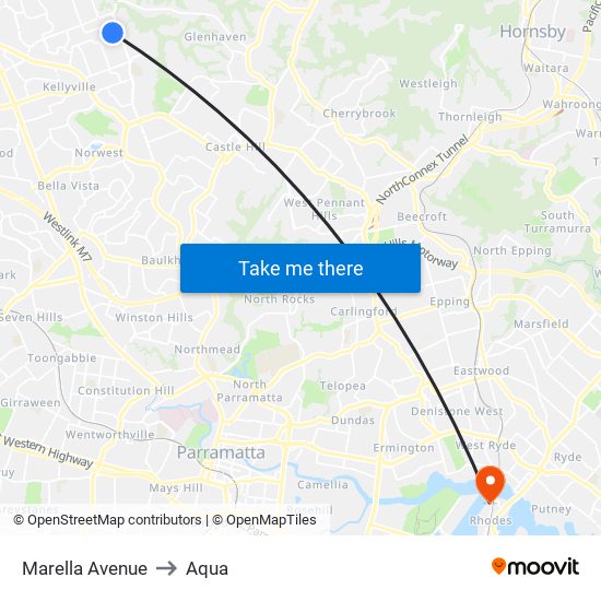 Marella Avenue to Aqua map