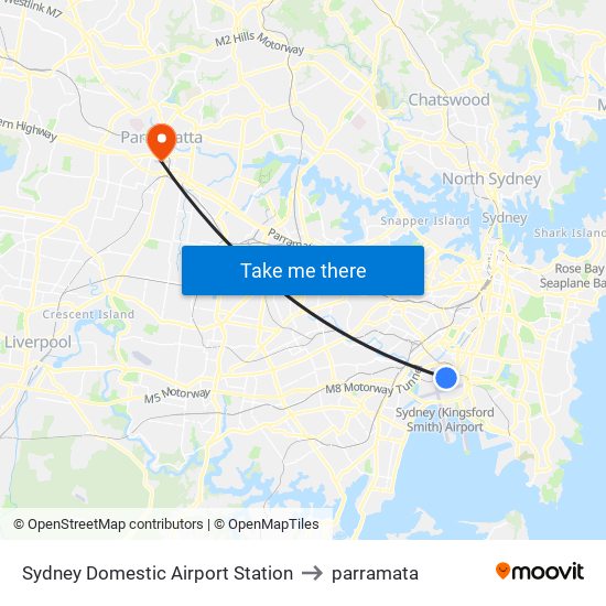 Sydney Domestic Airport Station to parramata map