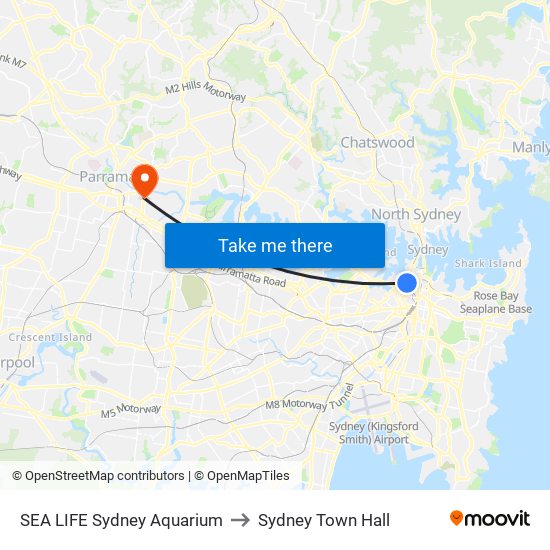 Sea Life Sydney Aquarium to Sydney Town Hall map