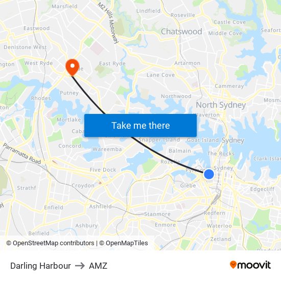 Darling Harbour to AMZ map
