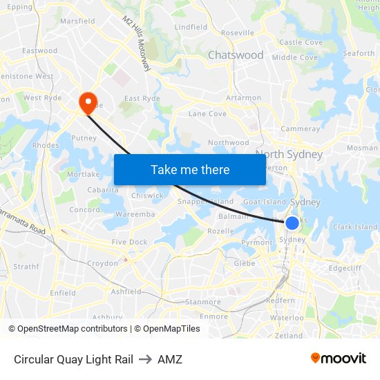 Circular Quay Light Rail to AMZ map