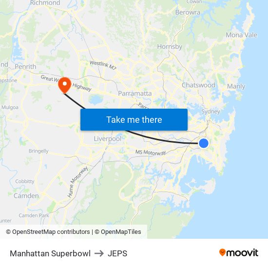 Manhattan Superbowl to JEPS map