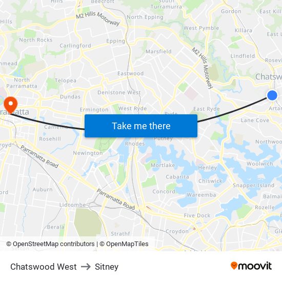 Chatswood West to Sitney map