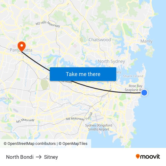 North Bondi to Sitney map