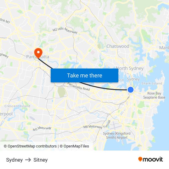 Sydney to Sitney map