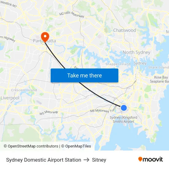 Sydney Domestic Airport Station to Sitney map