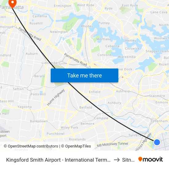 Kingsford Smith Airport - International Terminal to Sitney map