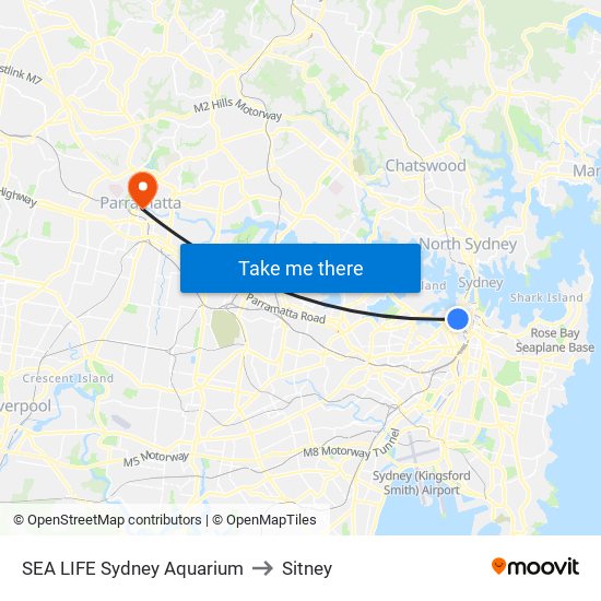 Sea Life Sydney Aquarium to Sitney map