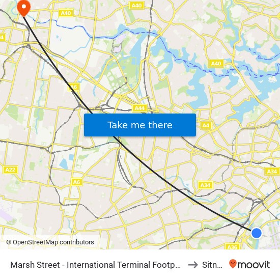 Marsh Street - International Terminal Footpath to Sitney map