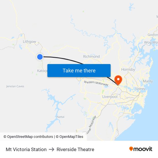 Mount Victoria Station to Riverside Theatre map