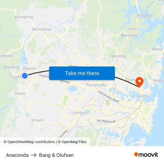 Anaconda to Bang & Olufsen map