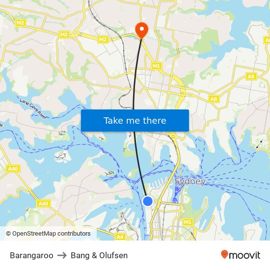 Barangaroo to Bang & Olufsen map