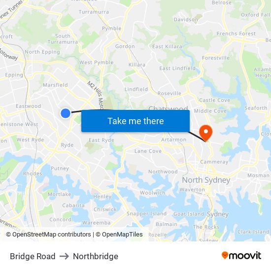 Bridge Road to Northbridge map