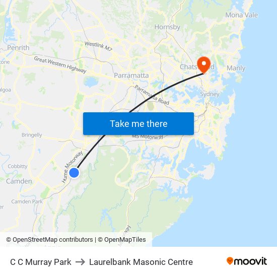 C C Murray Park to Laurelbank Masonic Centre map