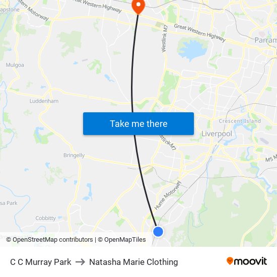 C C Murray Park to Natasha Marie Clothing map