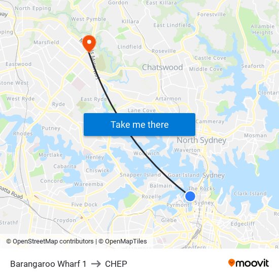 Barangaroo Wharf 1 to CHEP map