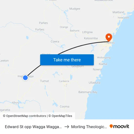 Edward St opp Wagga Wagga Base Hospital to Morling Theological College map