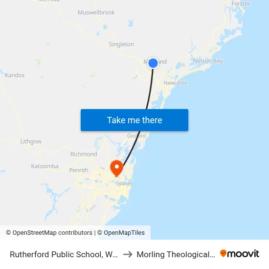 Rutherford Public School, Weblands St to Morling Theological College map