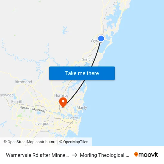 Warnervale Rd after Minnesota Rd to Morling Theological College map