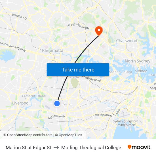 Marion St at Edgar St to Morling Theological College map